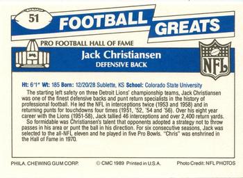 1989 Swell Greats #51 Jack Christiansen Back