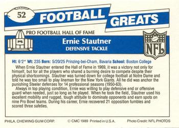 1989 Swell Greats #52 Ernie Stautner Back