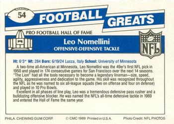 1989 Swell Greats #54 Leo Nomellini Back