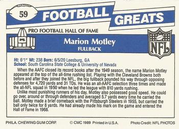 1989 Swell Greats #59 Marion Motley Back