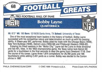 1989 Swell Greats #68 Bobby Layne Back