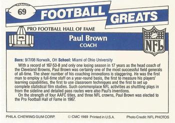 1989 Swell Greats #69 Paul Brown Back