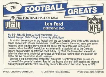 1989 Swell Greats #79 Len Ford Back