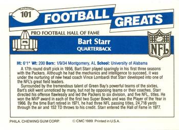 1989 Swell Greats #101 Bart Starr Back