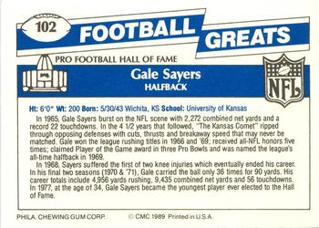 1989 Swell Greats #102 Gale Sayers Back