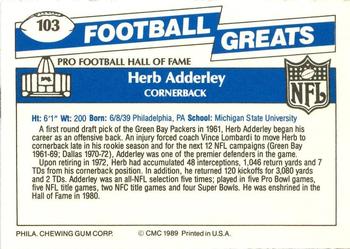 1989 Swell Greats #103 Herb Adderley Back