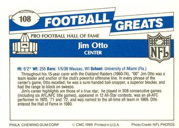 1989 Swell Greats #108 Jim Otto Back