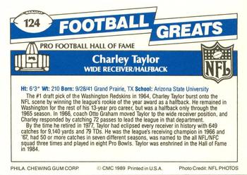 1989 Swell Greats #124 Charley Taylor Back