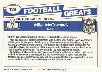 1989 Swell Greats #125 Mike McCormack Back