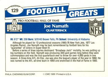 1989 Swell Greats #129 Joe Namath Back