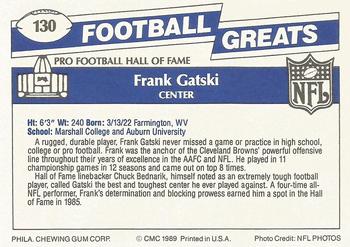 1989 Swell Greats #130 Frank Gatski Back