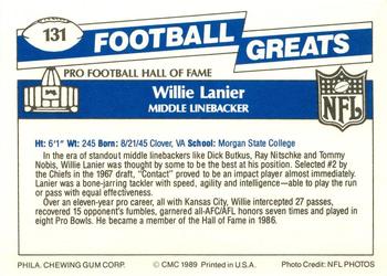 1989 Swell Greats #131 Willie Lanier Back