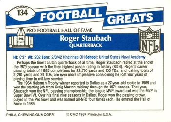 1989 Swell Greats #134 Roger Staubach Back