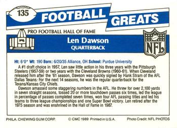 1989 Swell Greats #135 Len Dawson Back