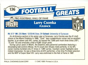 1989 Swell Greats #136 Larry Csonka Back