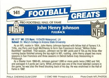 1989 Swell Greats #141 John Henry Johnson Back