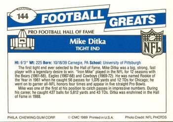 1989 Swell Greats #144 Mike Ditka Back