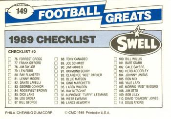 1989 Swell Greats #149 Checklist Back