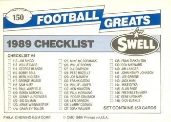 1989 Swell Greats #150 Checklist Back