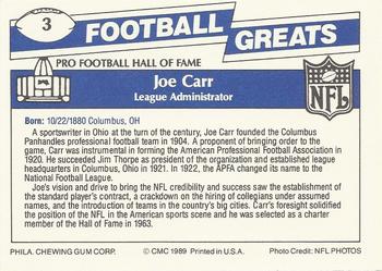 1989 Swell Greats #3 Joe Carr Back