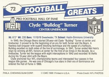 1989 Swell Greats #72 Clyde Turner Back