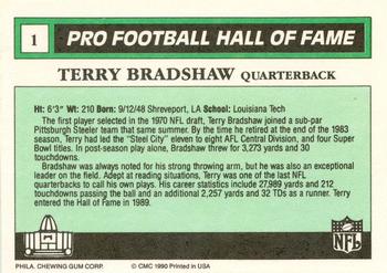 1990 Swell Greats #1 Terry Bradshaw Back