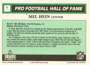1990 Swell Greats #7 Mel Hein Back