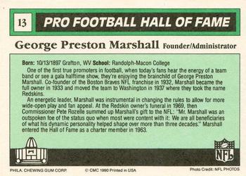 1990 Swell Greats #13 George Preston Marshall Back
