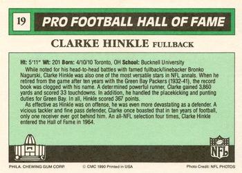 1990 Swell Greats #19 Clarke Hinkle Back