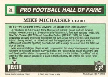 1990 Swell Greats #21 Mike Michalske Back
