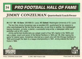 1990 Swell Greats #34 Jimmy Conzelman Back