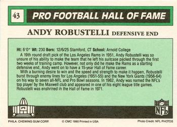 1990 Swell Greats #43 Andy Robustelli Back