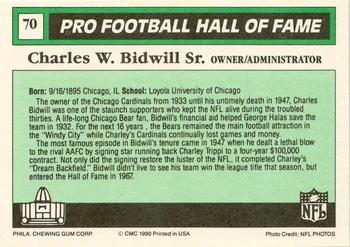 1990 Swell Greats #70 Charles W. Bidwill Sr. Back