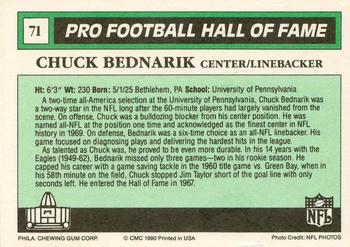 1990 Swell Greats #71 Chuck Bednarik Back