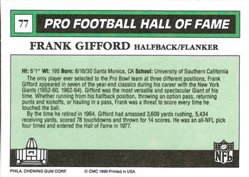 1990 Swell Greats #77 Frank Gifford Back