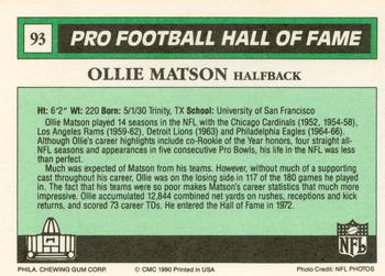 1990 Swell Greats #93 Ollie Matson Back