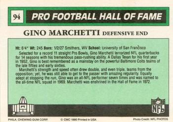 1990 Swell Greats #94 Gino Marchetti Back