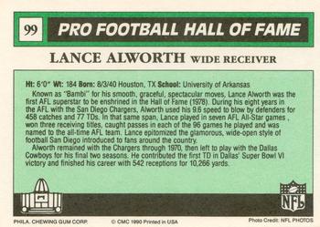 1990 Swell Greats #99 Lance Alworth Back
