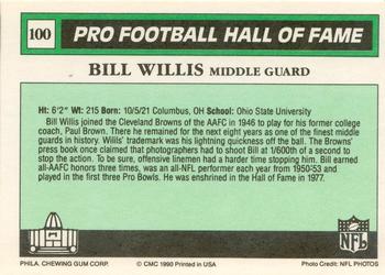 1990 Swell Greats #100 Bill Willis Back