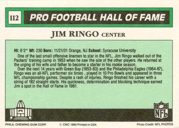 1990 Swell Greats #112 Jim Ringo Back