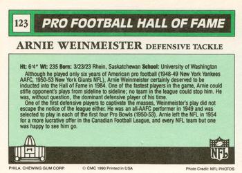 1990 Swell Greats #123 Arnie Weinmeister Back