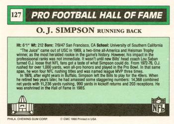 1990 Swell Greats #127 O.J. Simpson Back
