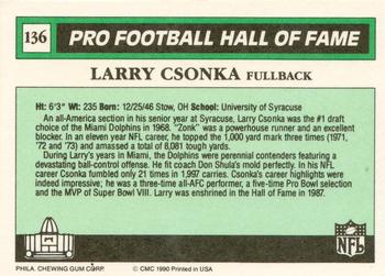 1990 Swell Greats #136 Larry Csonka Back