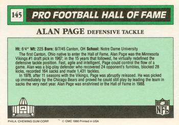 1990 Swell Greats #145 Alan Page Back