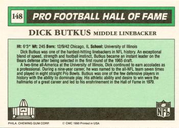 1990 Swell Greats #148 Dick Butkus Back