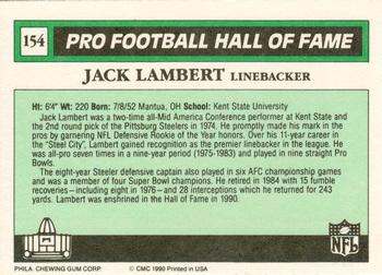 1990 Swell Greats #154 Jack Lambert Back