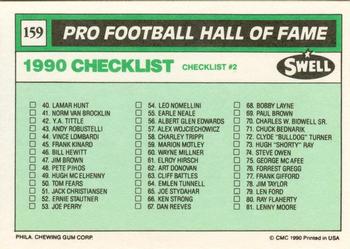 1990 Swell Greats #159 Checklist: 1-81 Back