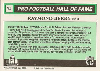 1990 Swell Greats #91 Raymond Berry Back