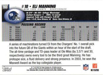 2010 Topps Chrome - Anniversary Reprints #350 Eli Manning  Back