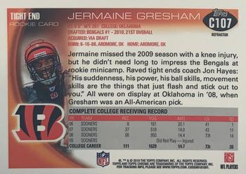 2010 Topps Chrome - Orange Refractors #C107 Jermaine Gresham  Back